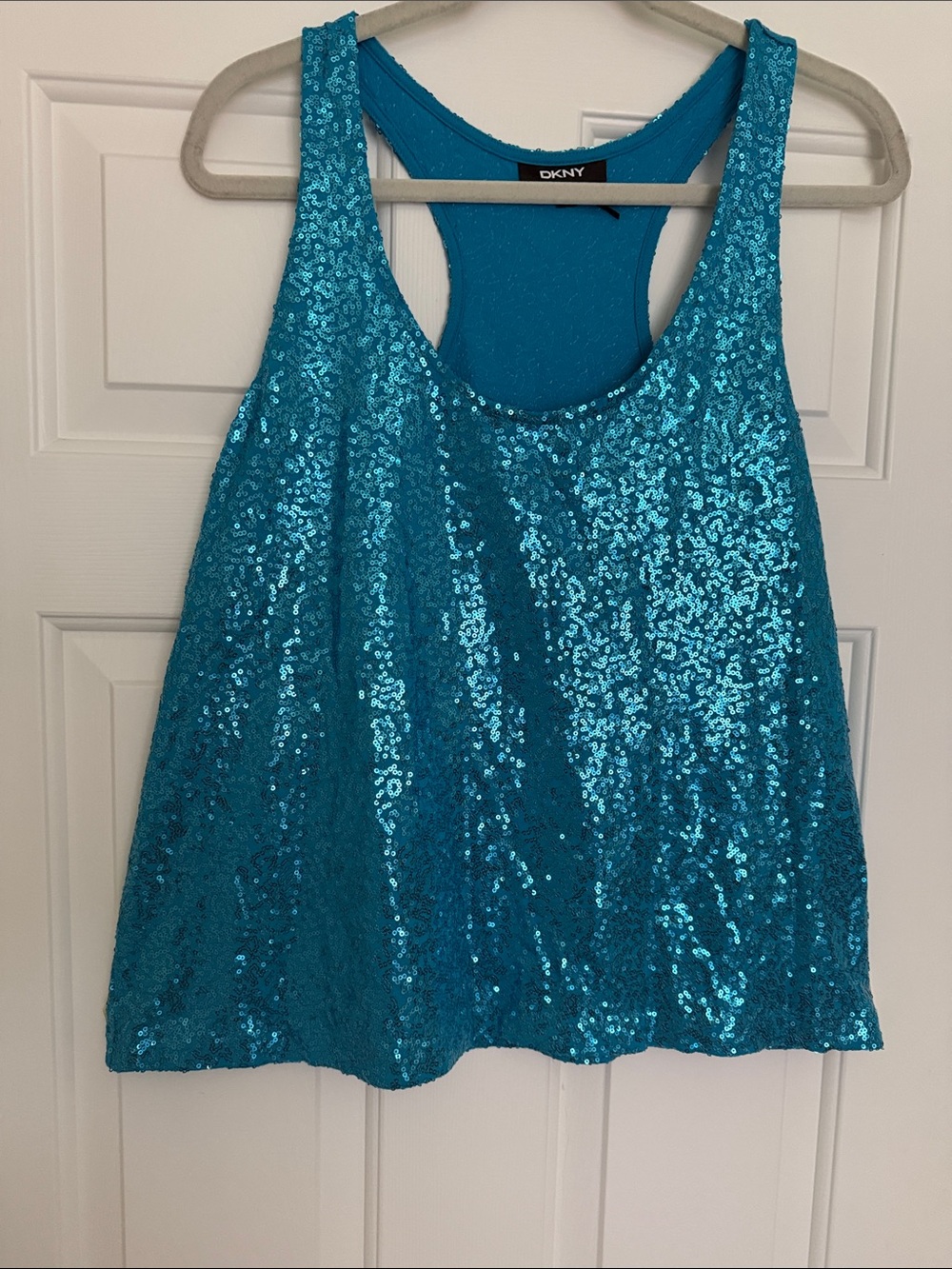 DKNY new Teal Sequin Racerback Tank,size XL. Gorgeous color excellent condition.